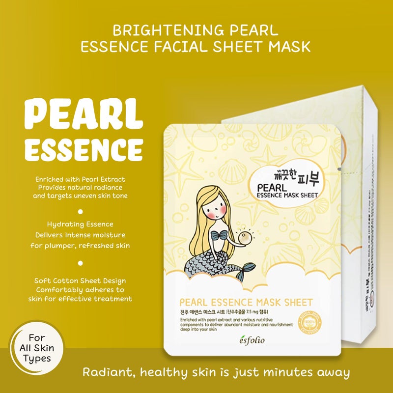 esfolio Pure Skin Mask Box â€“ Pearl Essence Sheet Mask Set, Hydrating & Nourishing Korean Face Masks, Revitalizing Skincare for Soft, Smooth, and Radiant Skin (Pack of 10) - Image 5